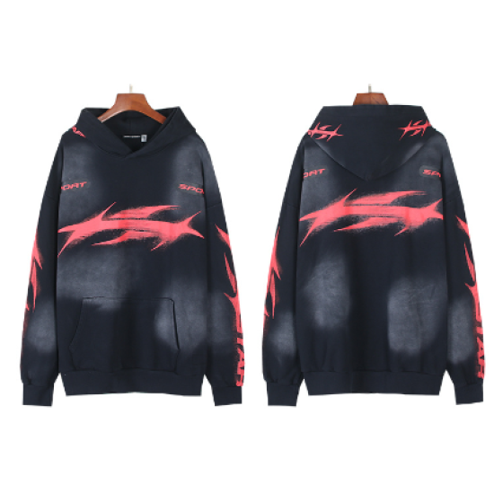 Hellstar Distressed Terry Cloth High Street Retro Hooded Sweatshirt